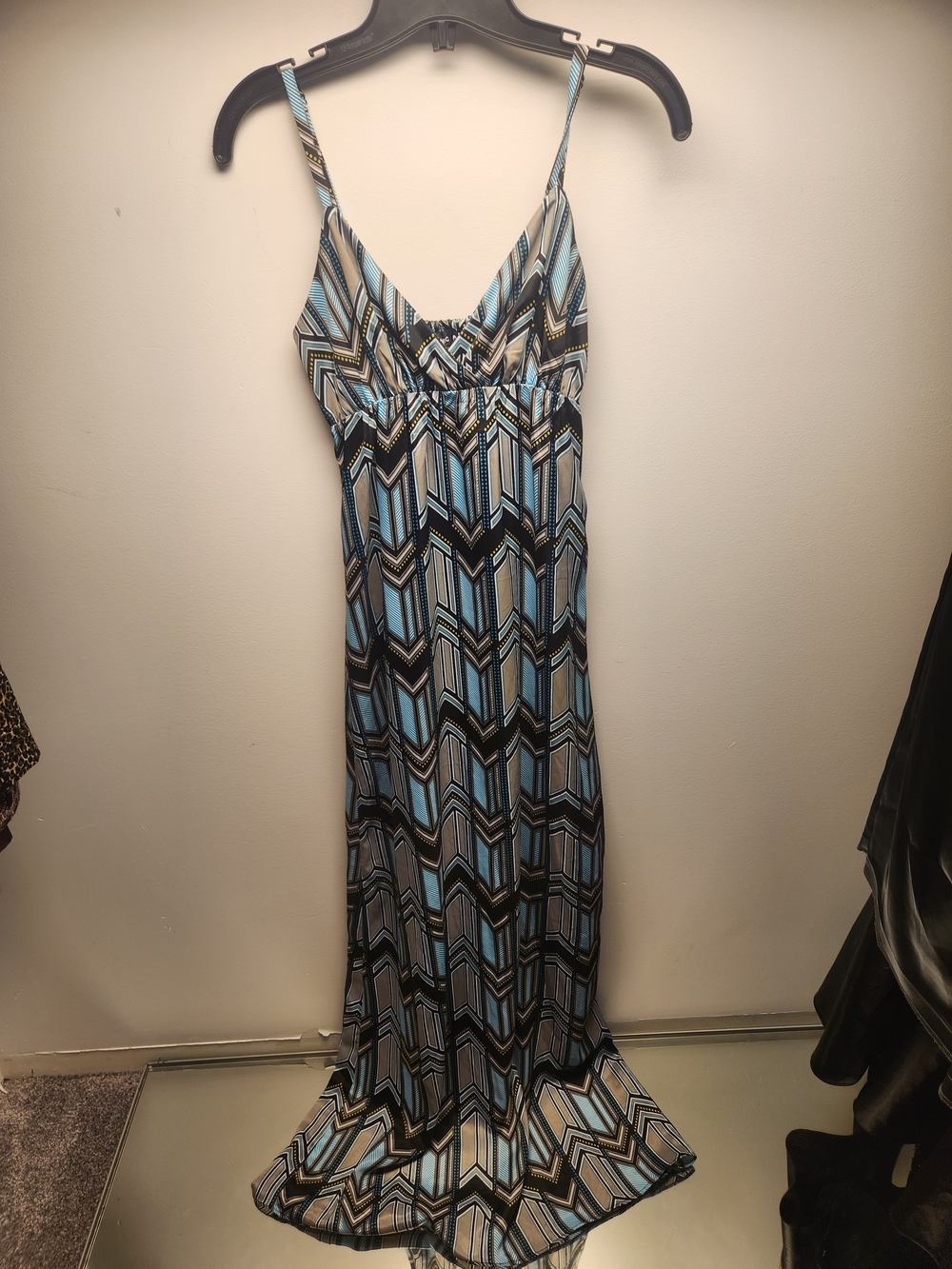 Spaghetti Strap Geometric Print Maxi Dress